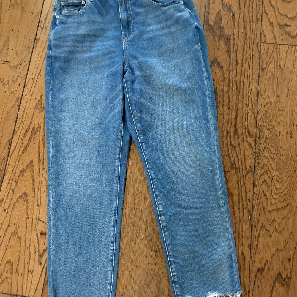 American Eagle size 14 "Mom Jean" frayed hem, 27 inch inseam, pants